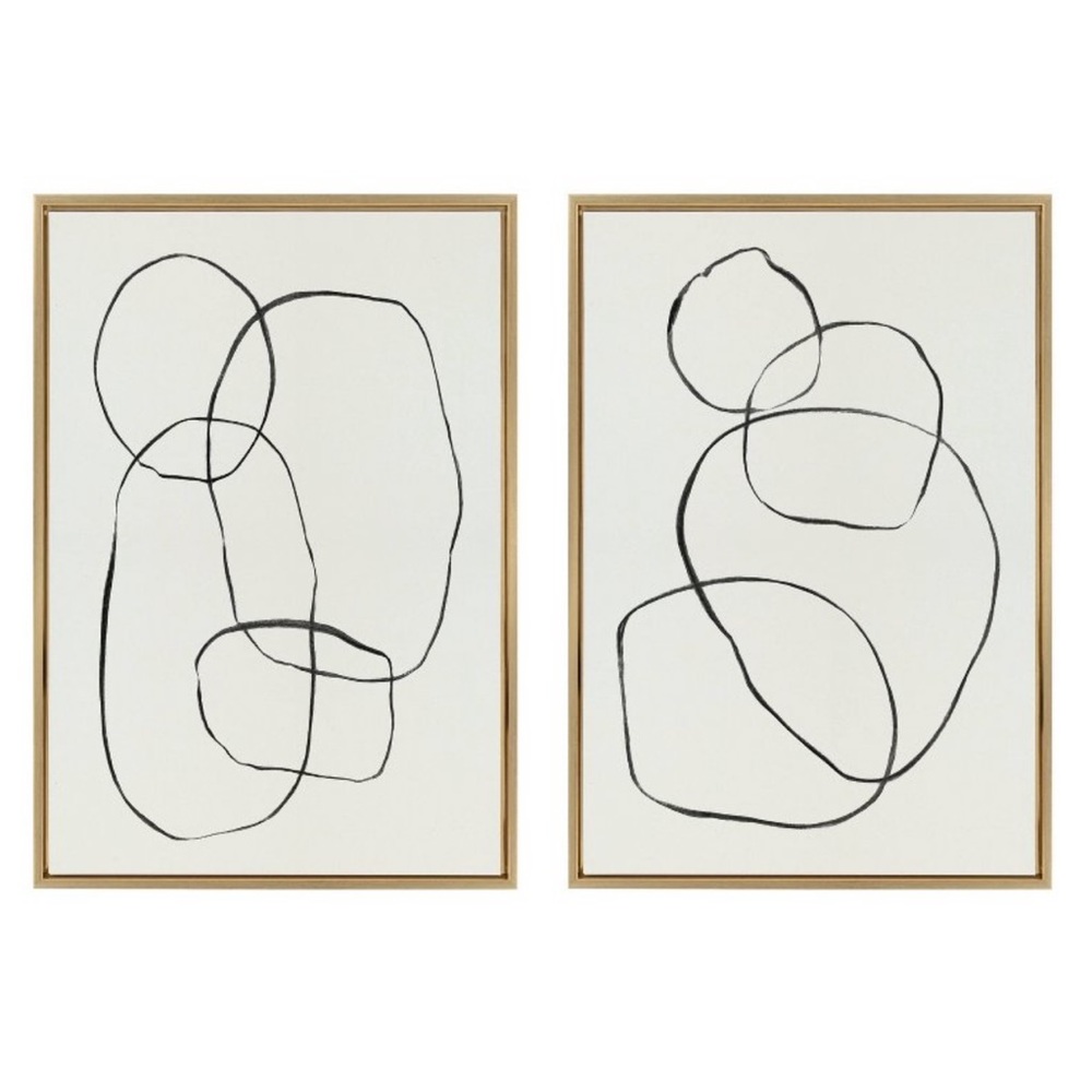 kATE&LAUREL Set of 2 (23"*33") Sylvie going in circles framed textured canvas